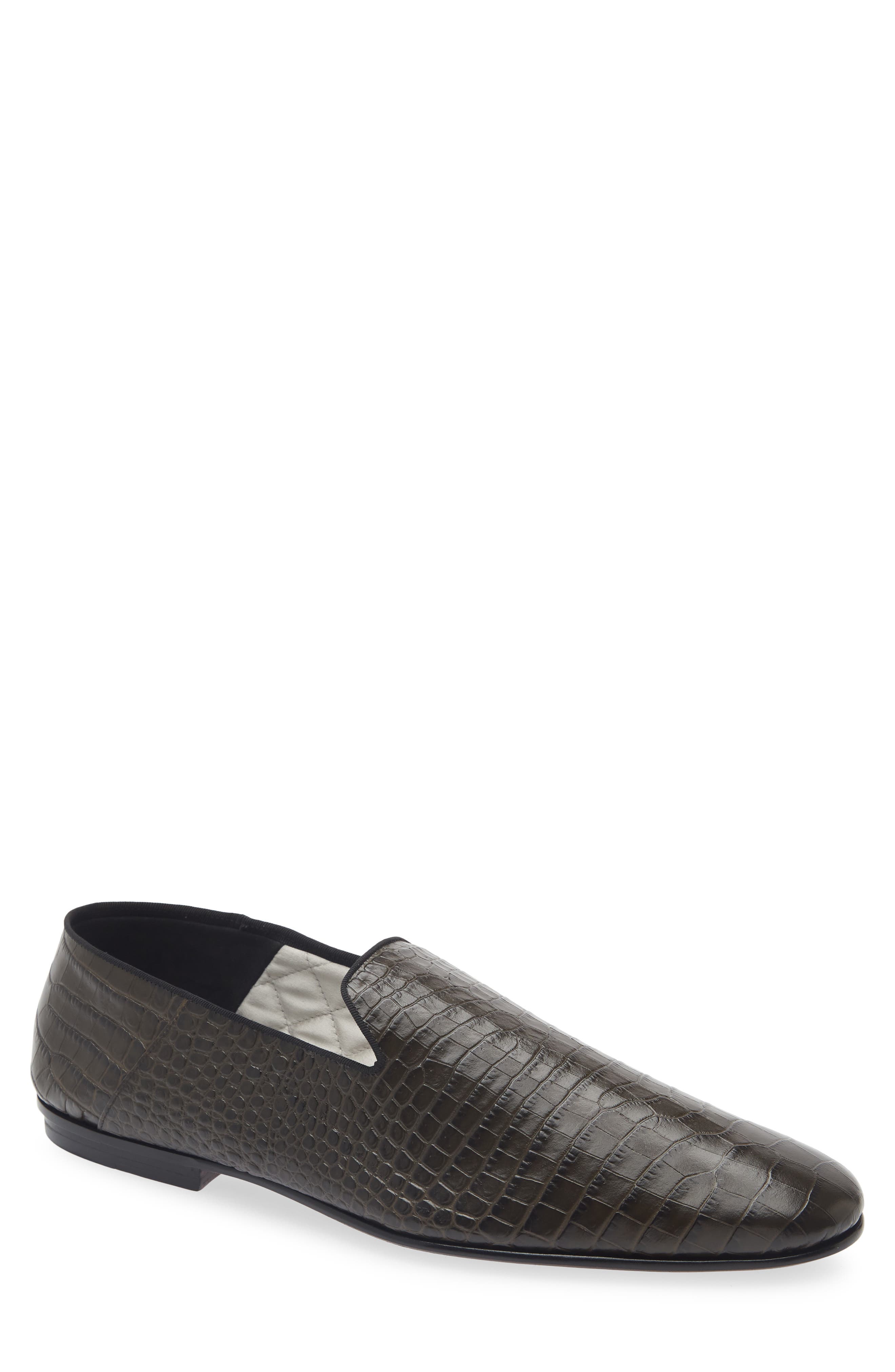 TOM FORD Steven Alligator Embossed Slipper, Main, color, Musk