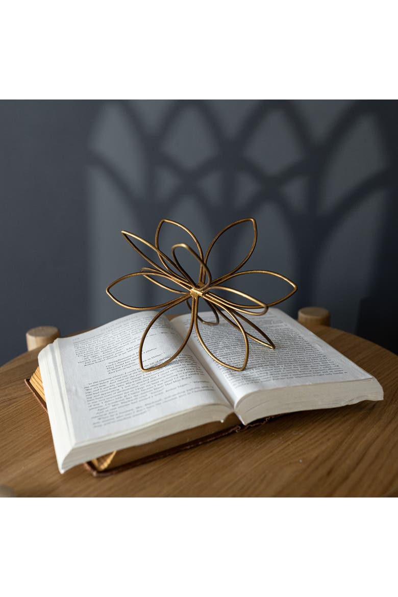 Open Flower Decorative Accent Bronze Metal, Alternate, color, Brown