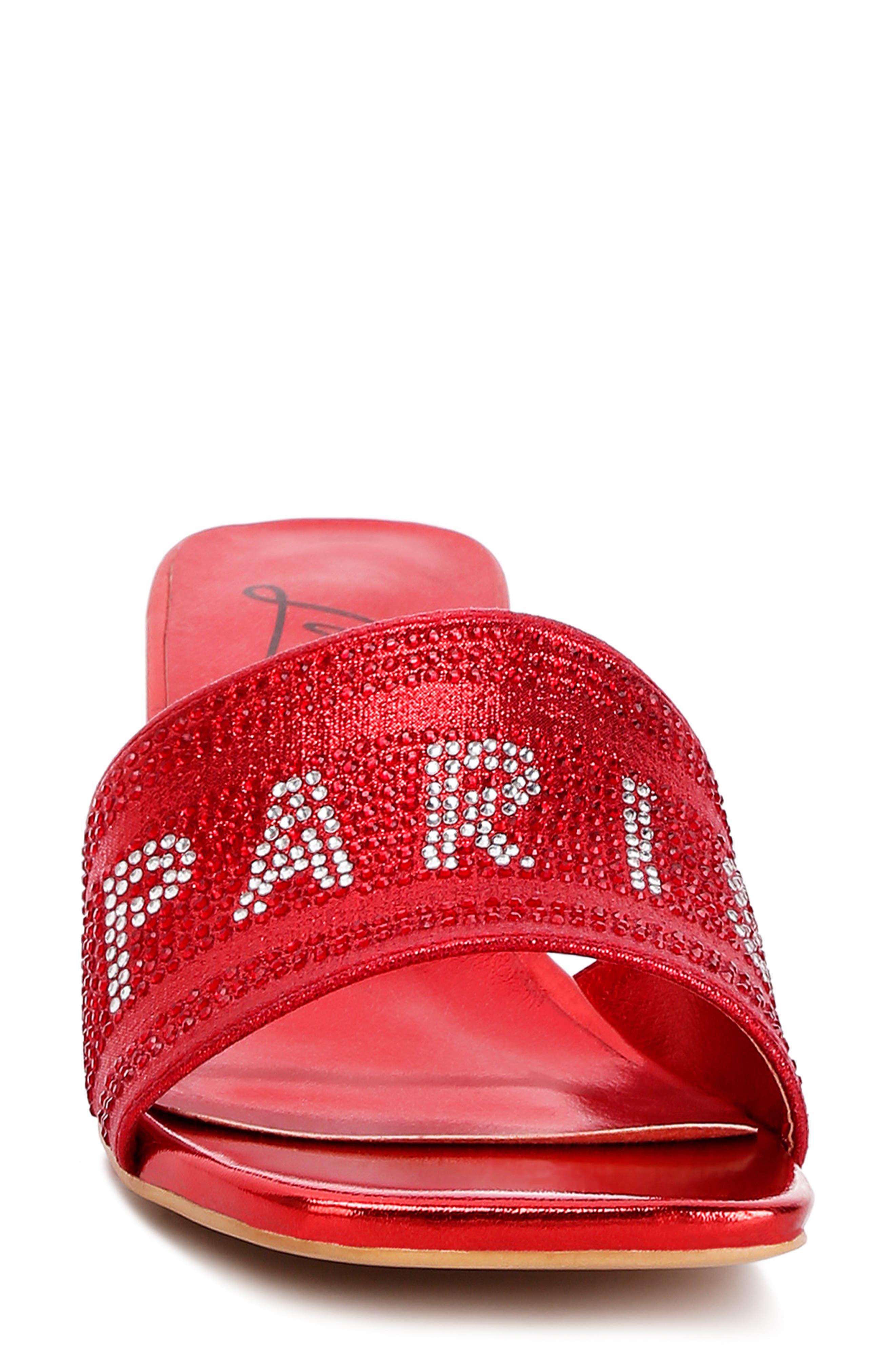 LONDON RAG Messels Rhinestone Embellished Slide Sandal, Alternate, color, Red