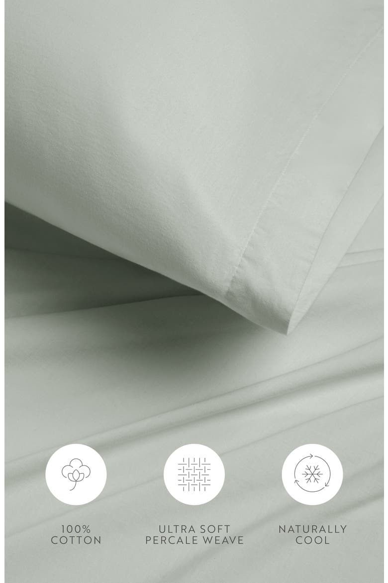 Solid Cotton Percale Sheet Set, Alternate, color, GHAZE