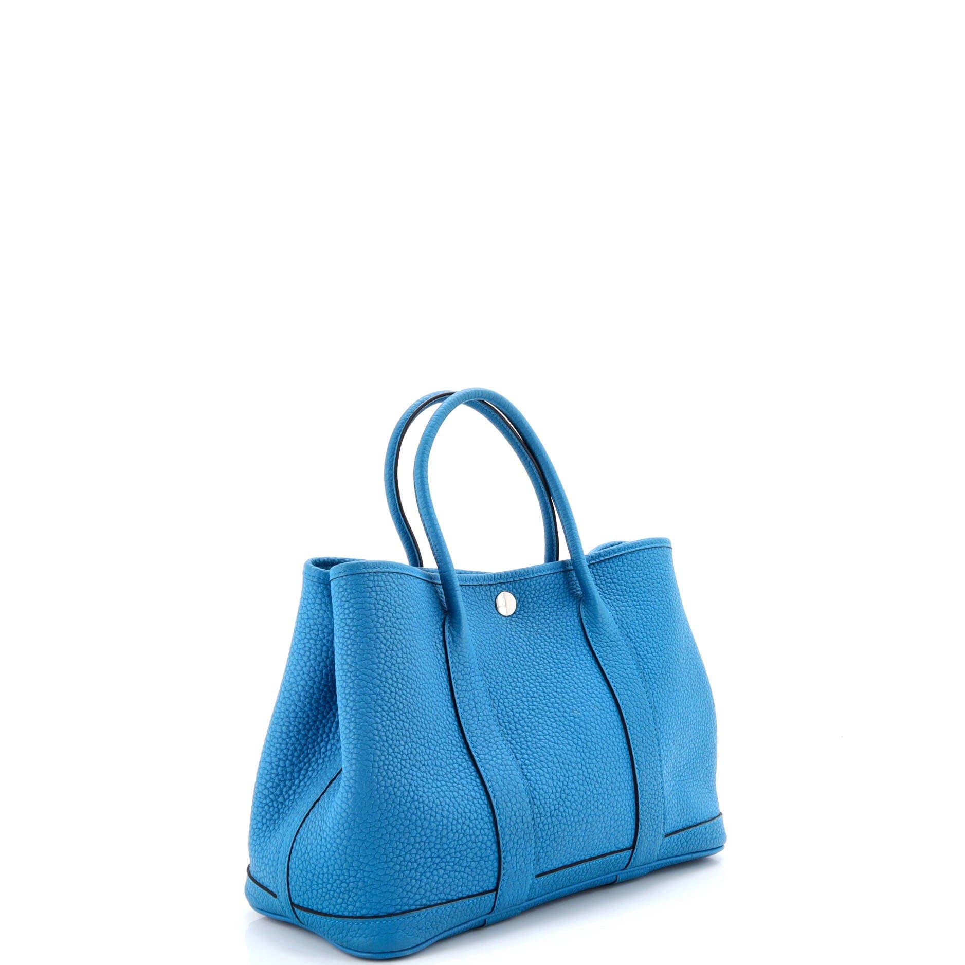 Pre-Owned Hermes Garden Party Tote Leather 30, Alternate, color, Bleu Zanzibar