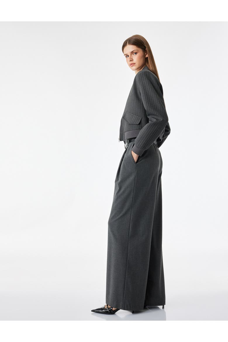 Pinstriped Long Sleeve Bomber Jacket, Alternate, color, Gray Striped