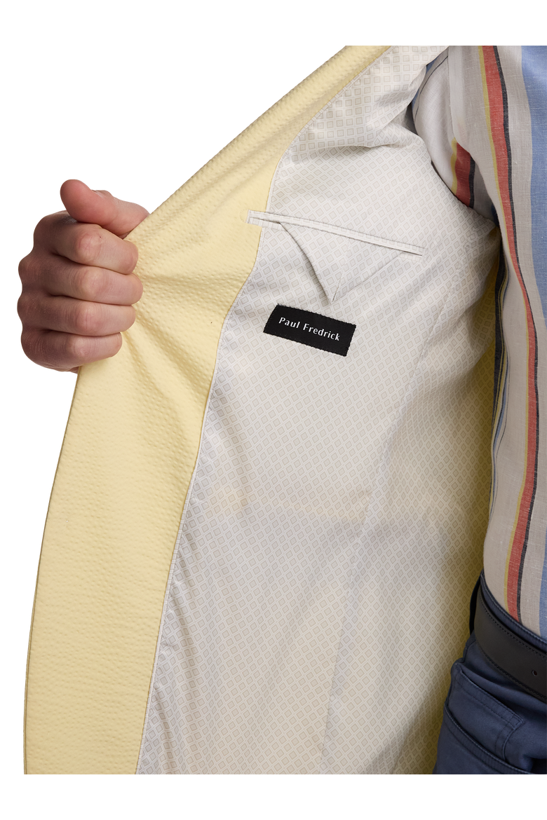 Cotton Blend Seersucker Single Breasted Notch Lapel Sport Coat, Alternate, color, Light Yellow