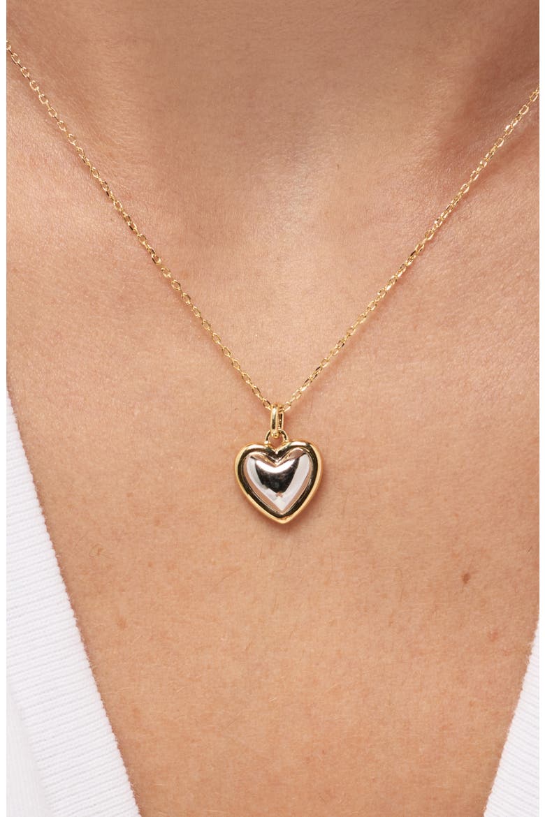 Heart Pendant Necklace, Alternate, color, GOLD / SILVER