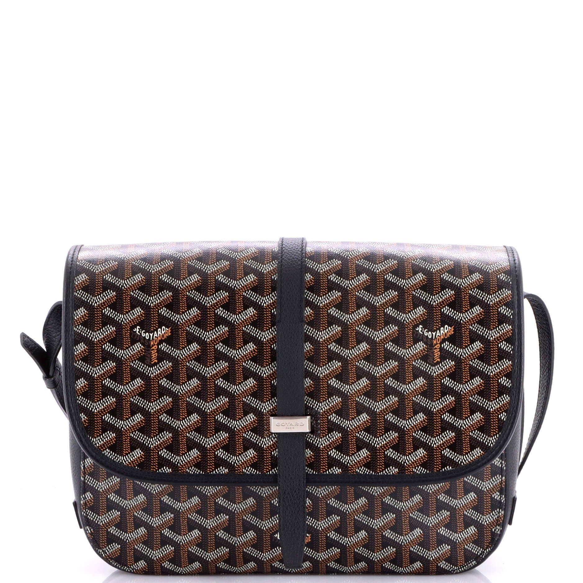 Pre-Owned Goyard Belvedere II Messenger Bag Coated Canvas MM, Main, color, Black