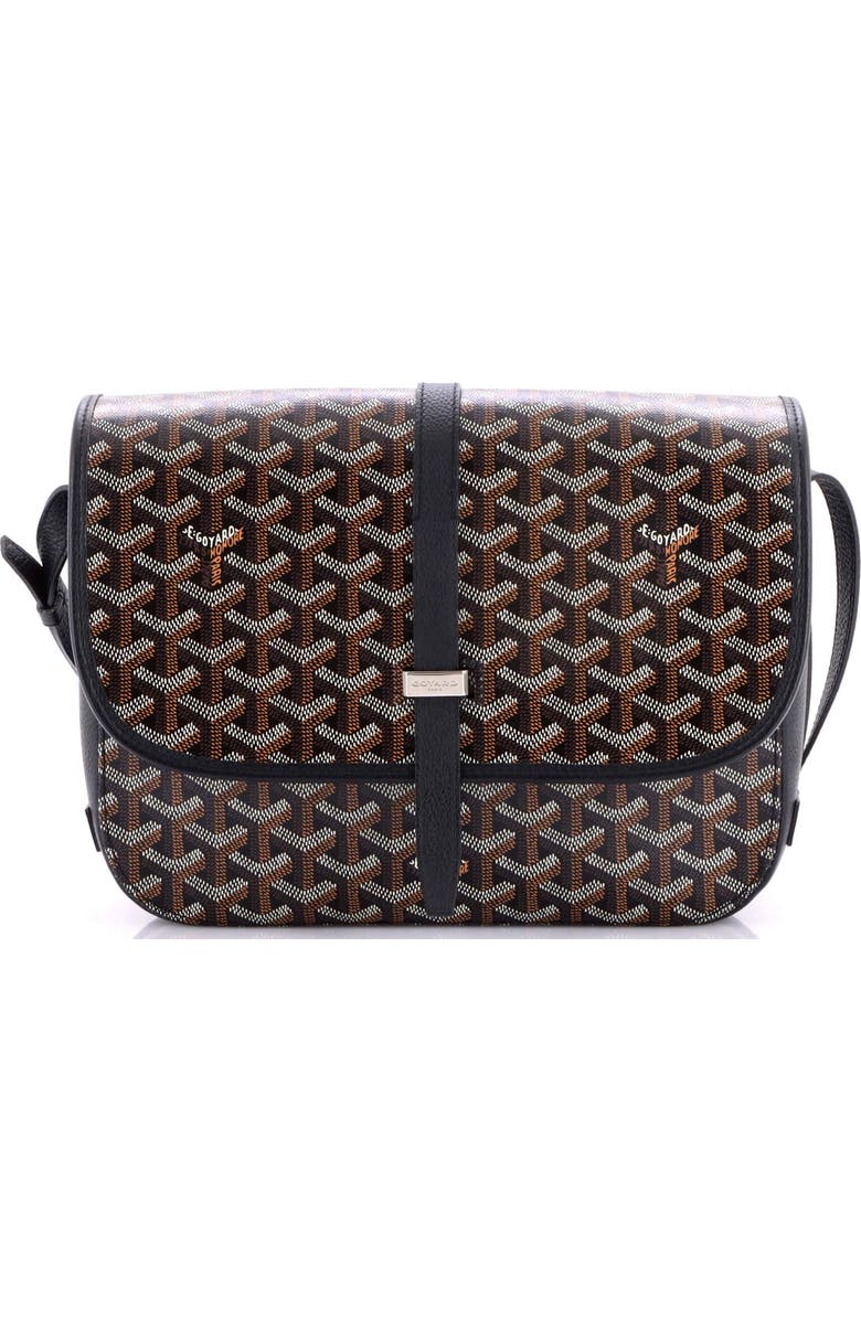 Pre-Owned Goyard Belvedere II Messenger Bag Coated Canvas MM, Main, color, Black