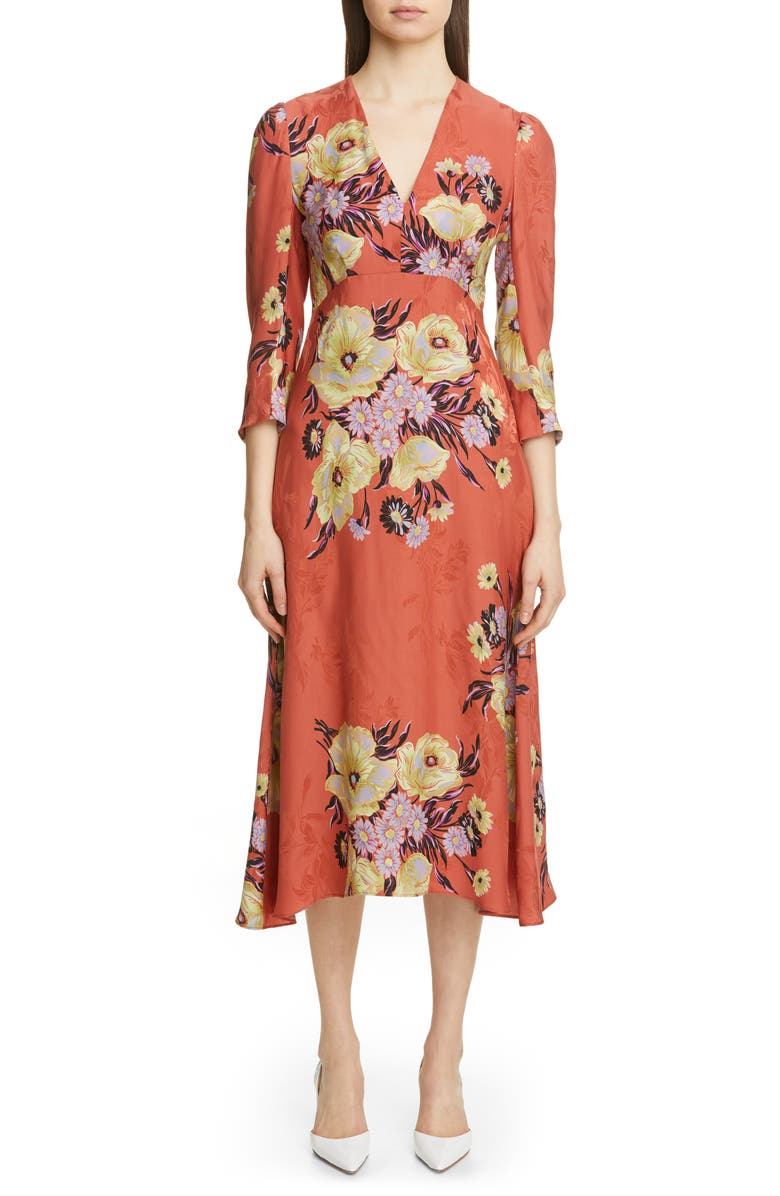 Etro Floral Jacquard A-Line Midi Dress, Main, color, 