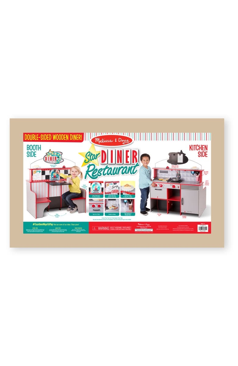 Melissa & Doug Star Double Sided Diner & 41-Piece Restaurant Playset, Alternate, color,