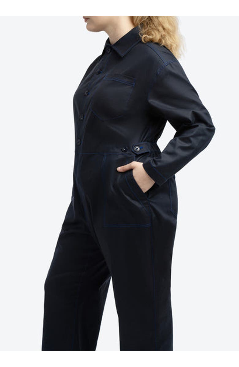 SEE ROSE GO RIVETER PLUS SIZE JUMPSUIT, Alternate, color, Passport Blue