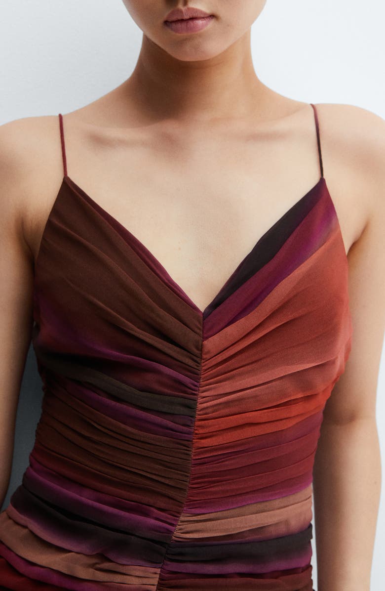 MANGO Gradient Pleat Chiffon Maxi Dress, Alternate, color,