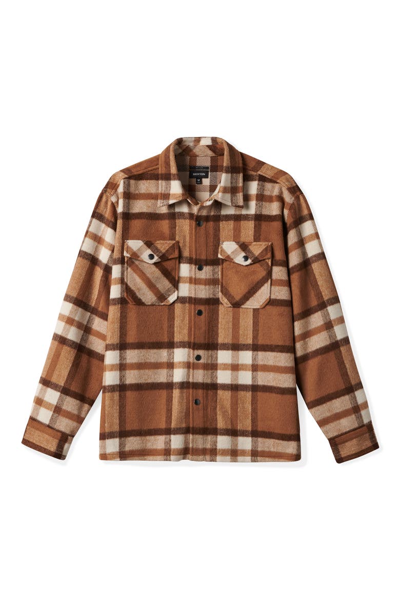 Plaid Flannel Snap-Up Shirt, Alternate, color, TAN/ BISON