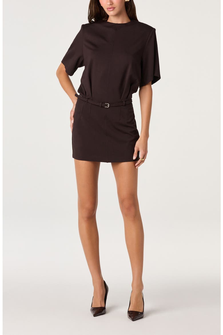 Carlreca Belted Minidress, Main, color, DARK BROWN
