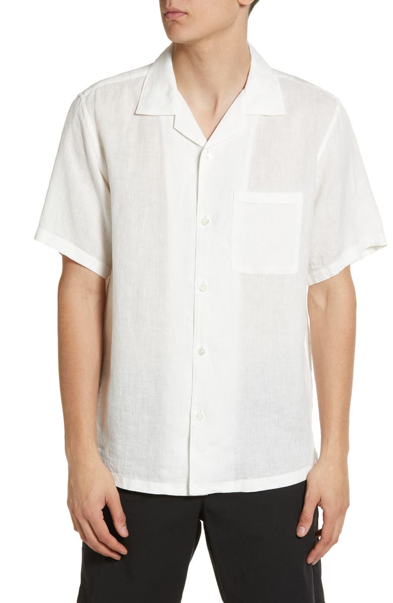 Theory Noll Short Sleeve Linen Button-Up Camp Shirt, Main, color, 
