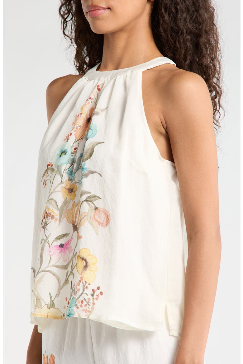 Placed Floral High Neck Sleeveless Top, Alternate, color, ANTIQUE WHITE