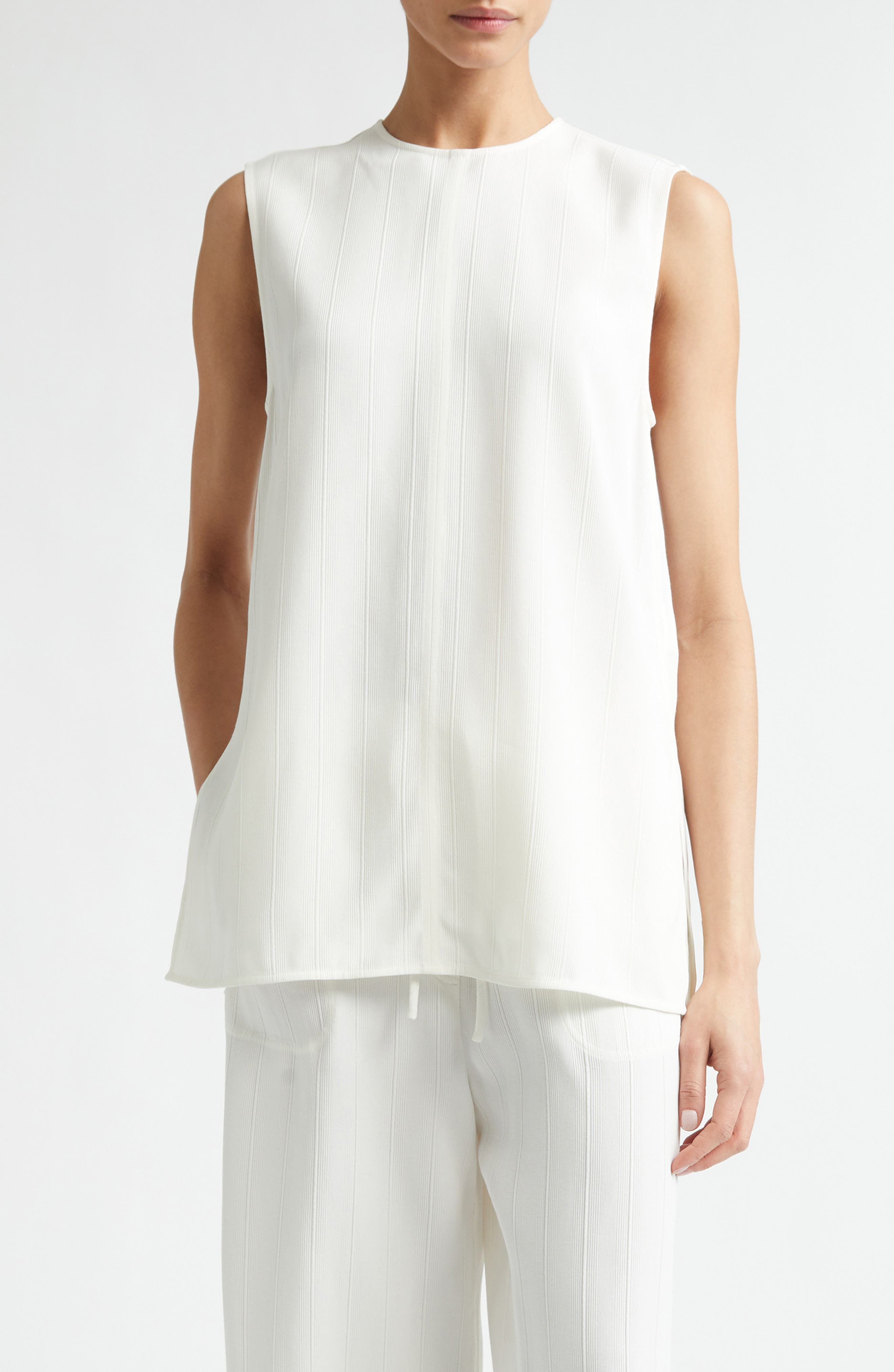 Textured Stripe Sleeveless Top