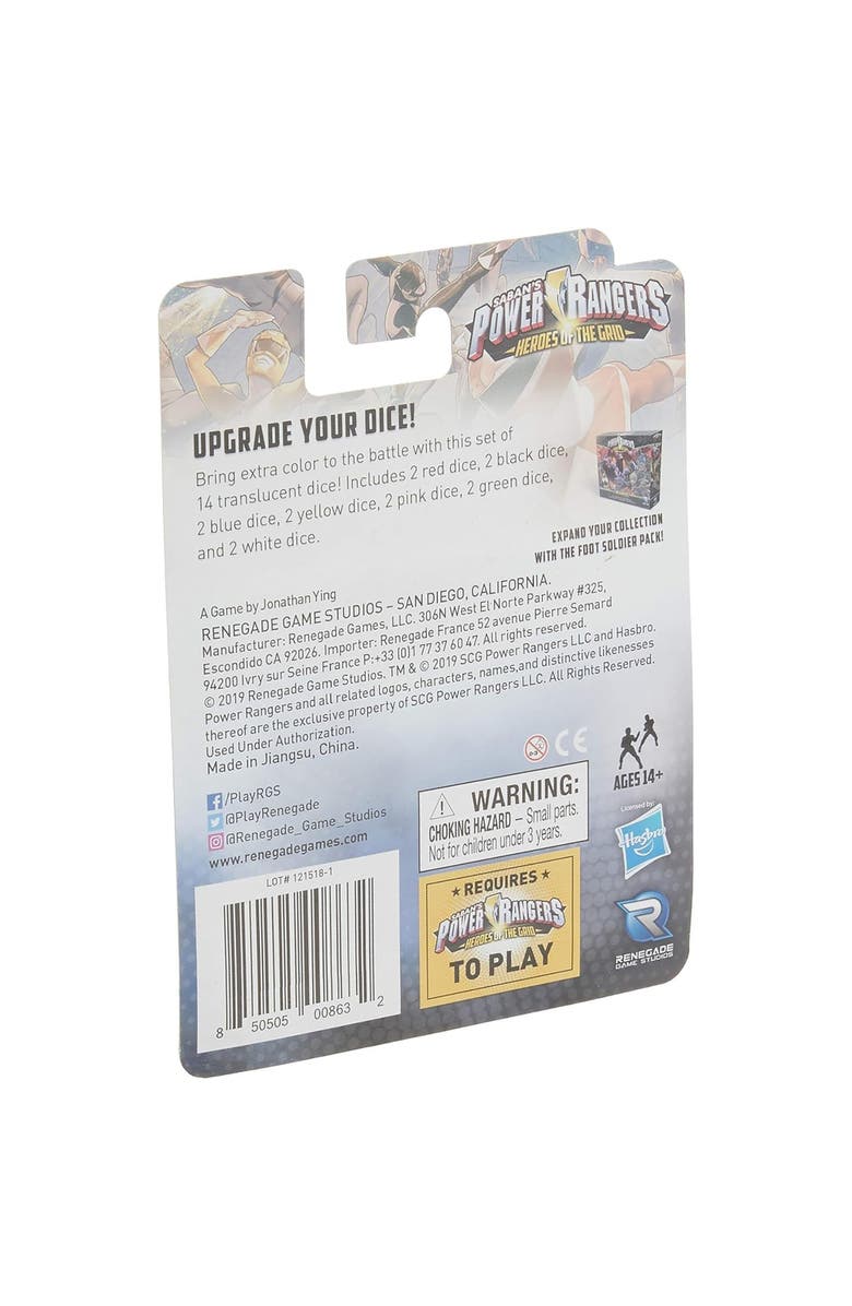 Renegade Game Studios Power Rangers Heroes of The Grid Ranger Dice Set, Ages 14+, Alternate, color, Multicolored