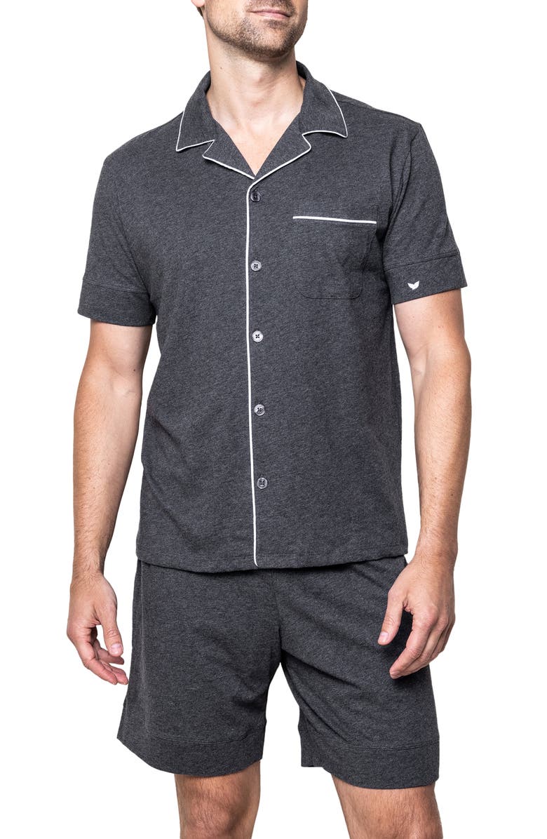 Petite Plume Heathered Pima Cotton Knit Short Pajamas, Main, color, Grey