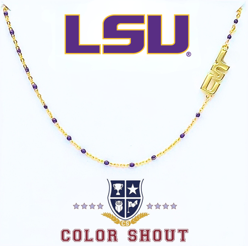 Color Shout Louisiana State University Side Necklace In Gold
