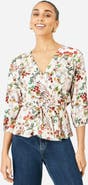 Yumi Botanical Print Wrap Top