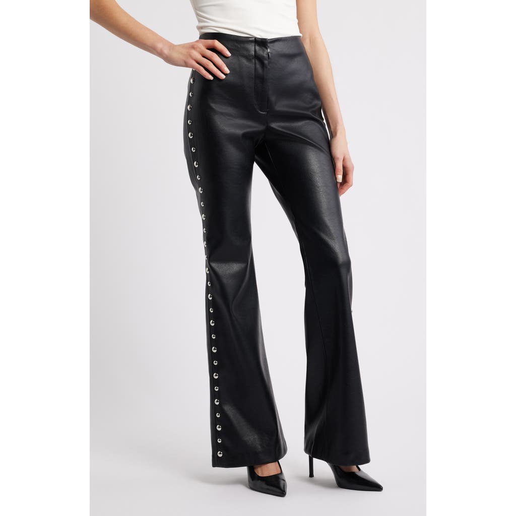 Mango Ares Flare Faux Leather Pants In Black