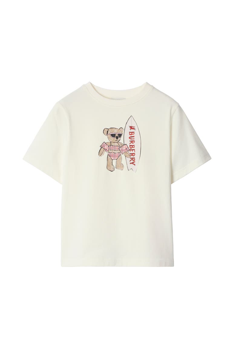Surfer Bear Cotton T-shirt, Main, color, Chalk white