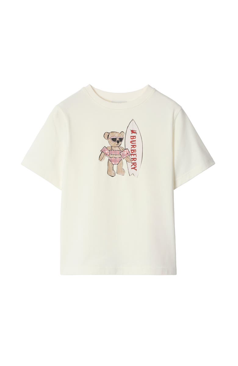 Burberry Surfer Bear Cotton T-shirt, Main, color, Chalk White
