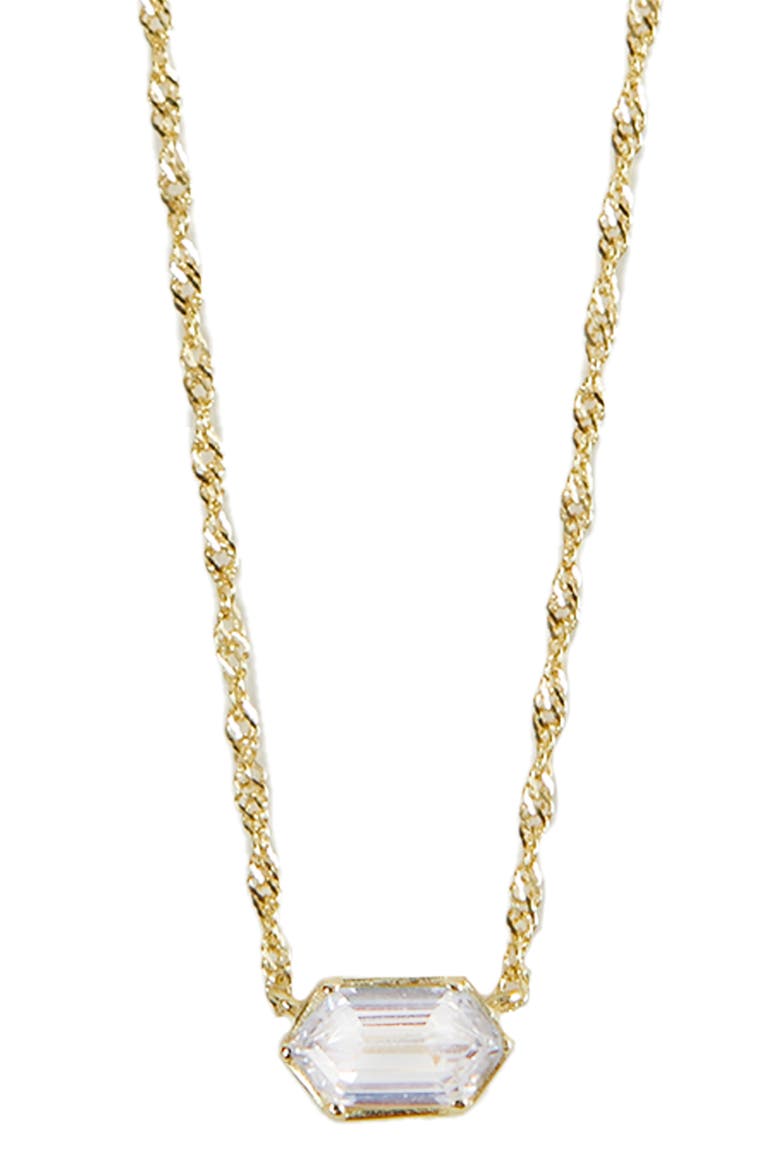 Singapore Chain Cubic Zirconia Pendant Necklace, Alternate, color, GOLD