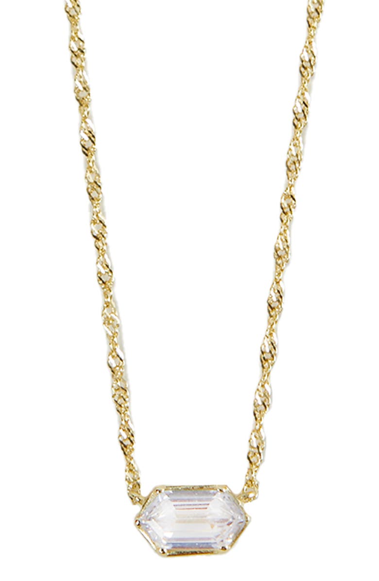 Argento Vivo Sterling Silver Singapore Chain Cubic Zirconia Pendant Necklace, Alternate, color, Gold