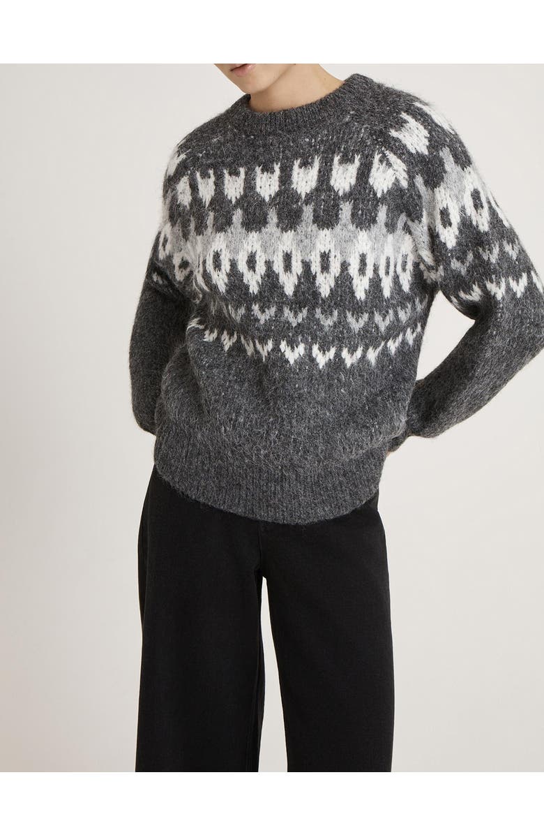 Finery London Belinda Fair Isle Round Neck Sweater, Alternate, color, Grey Marl