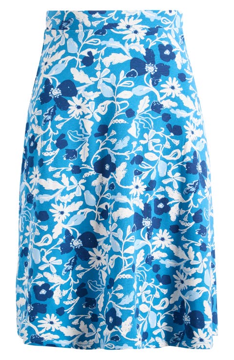 Rose A-Line Stretch Organic Cotton Midi Skirt