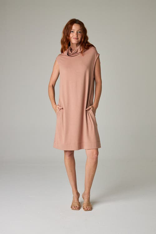 Eavolu Kakadu Eco-luxe Rib Sleeveless Funnel Neck Tunic/dress In Neutral