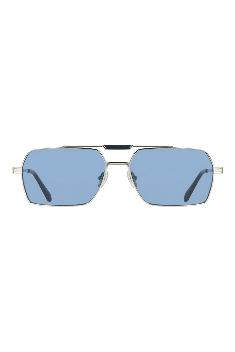 61mm Navigator Sunglasses, Main, color, SILVER/ BLUE