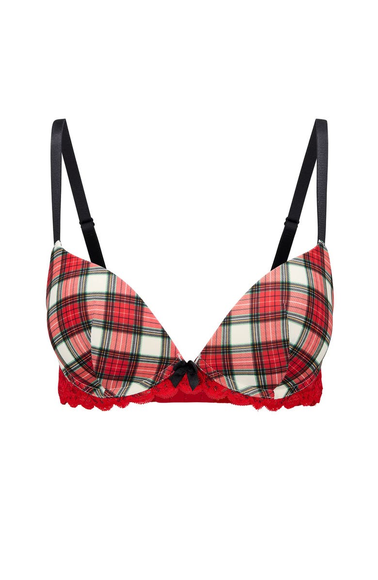 Adore Me Shea Push Up Plunge Bra, Alternate, color, Plaid Beige