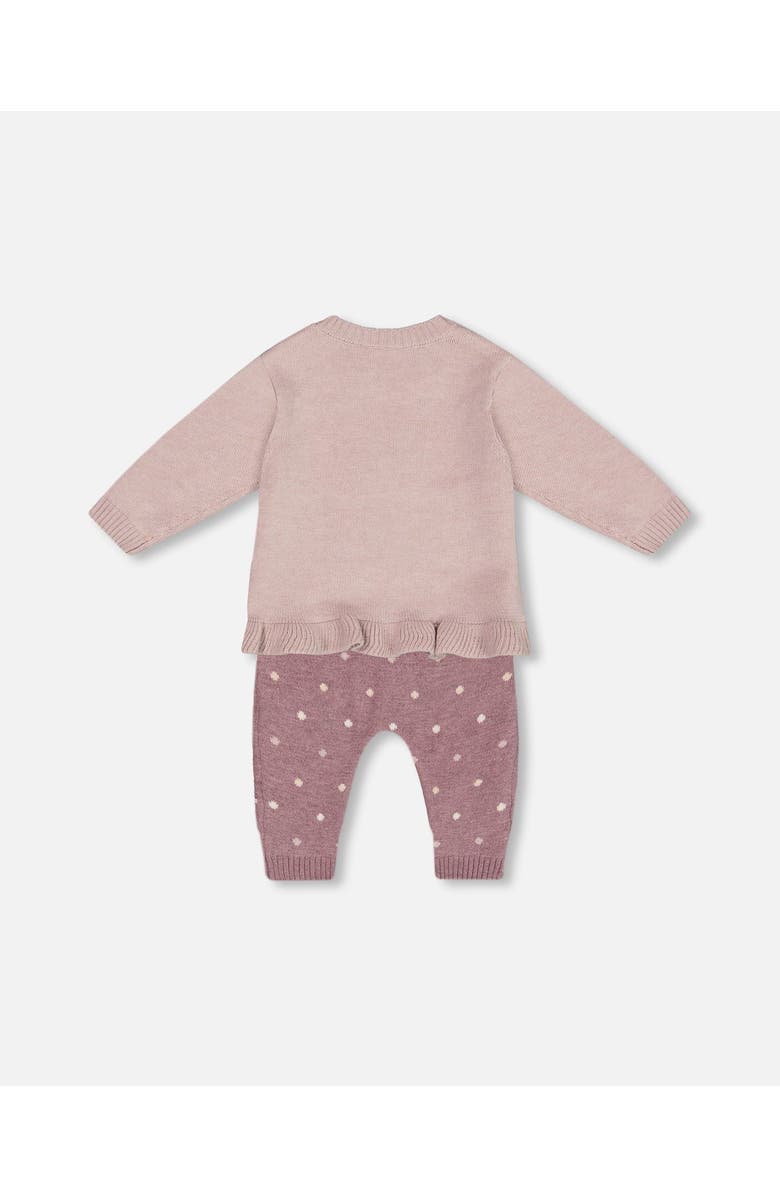 Deux par Deux Baby Girl's Fox Intarsia Top And Knitted Pant Set Woodrose, Alternate, color, 