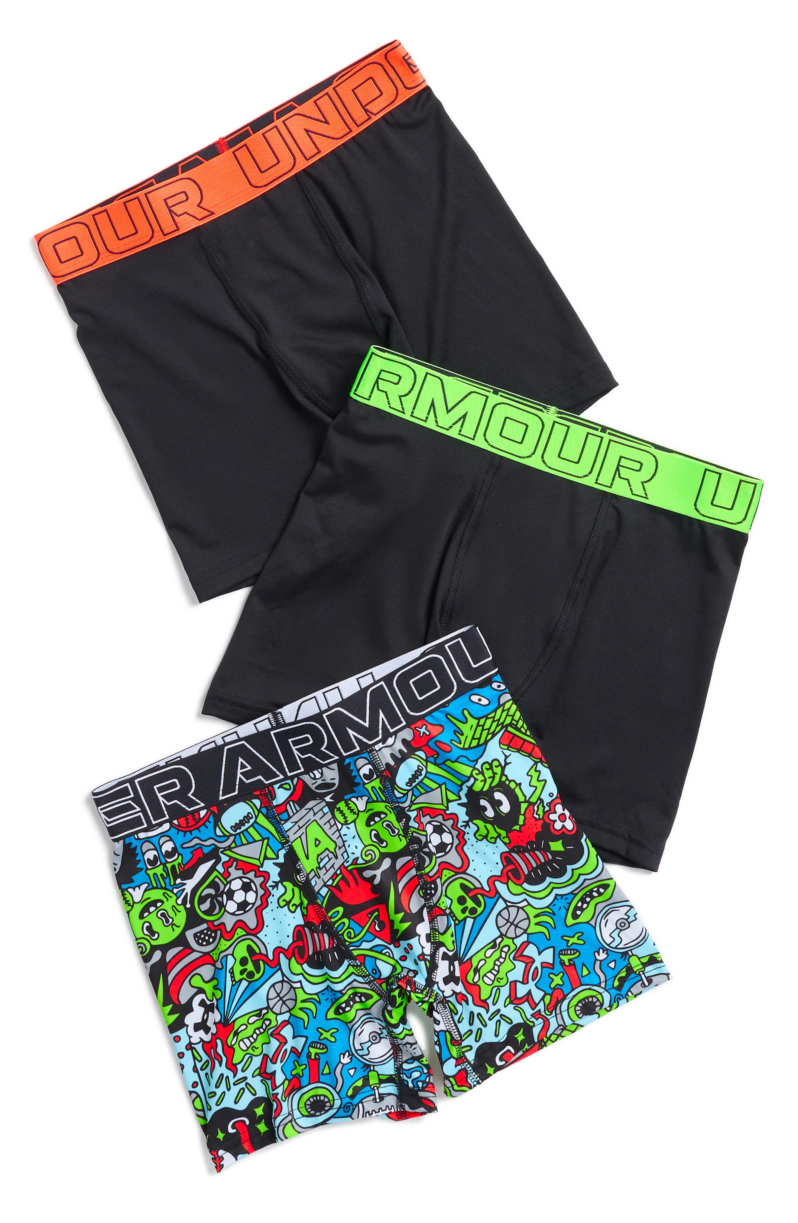 Under Armour Kids' Assorted 3-Pack Performance Tech Boxer Briefs (Men ...