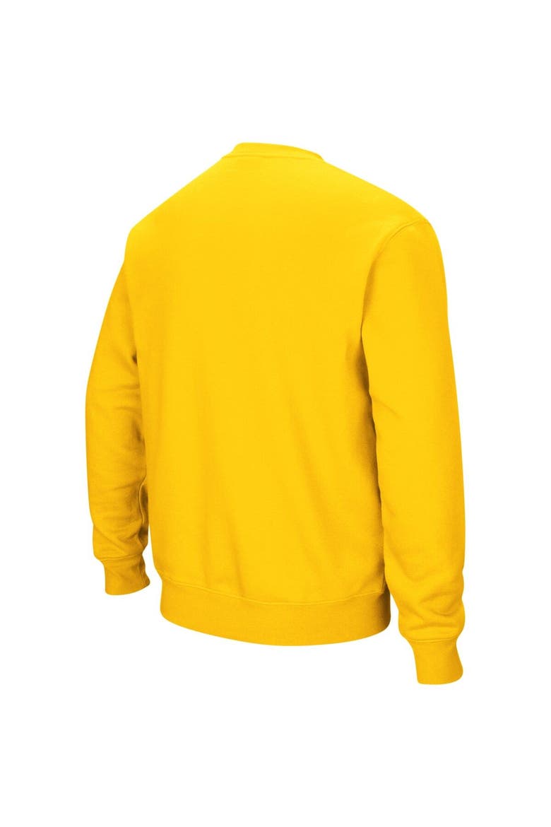 Men's Colosseum Maize Michigan Wolverines Arch & Logo Crew Neck Sweatshirt, Alternate, color, Maize