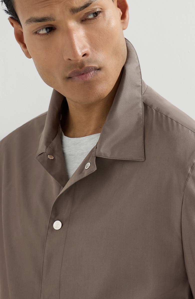 Brunello Cucinelli Silk outerwear jacket, Alternate, color, Hazelnut