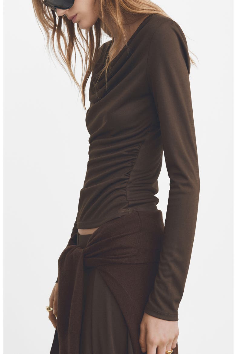 Odette Cowl Neck Top, Main, color, BROWN