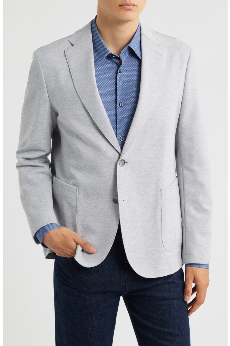 Hanry Slim Fit Heathered Grey Knit Cotton Blend Sport Coat, Main, color, GREY