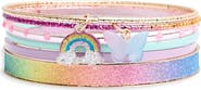 Capelli New York Kids' 6-Piece Assorted Rainbow & Butterfly Charm Bangle Set