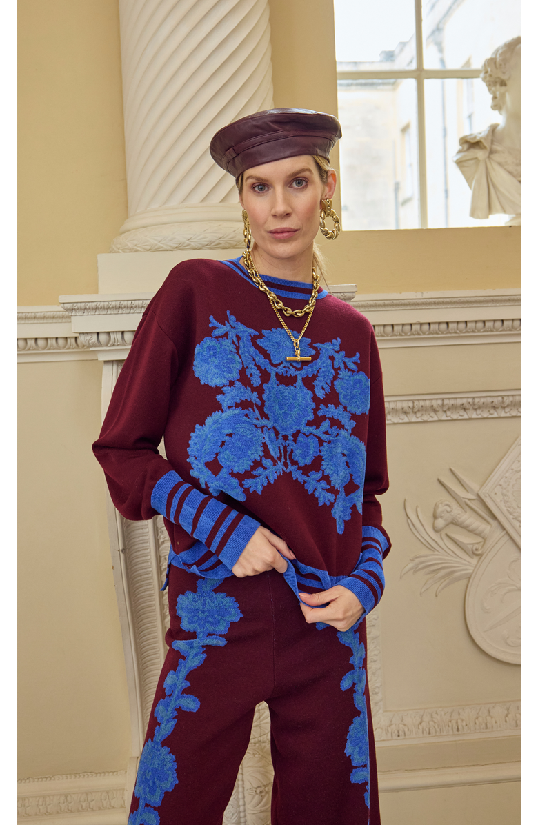 Temperley London Floral Knit sweater, Alternate, color, Dark Amethyst