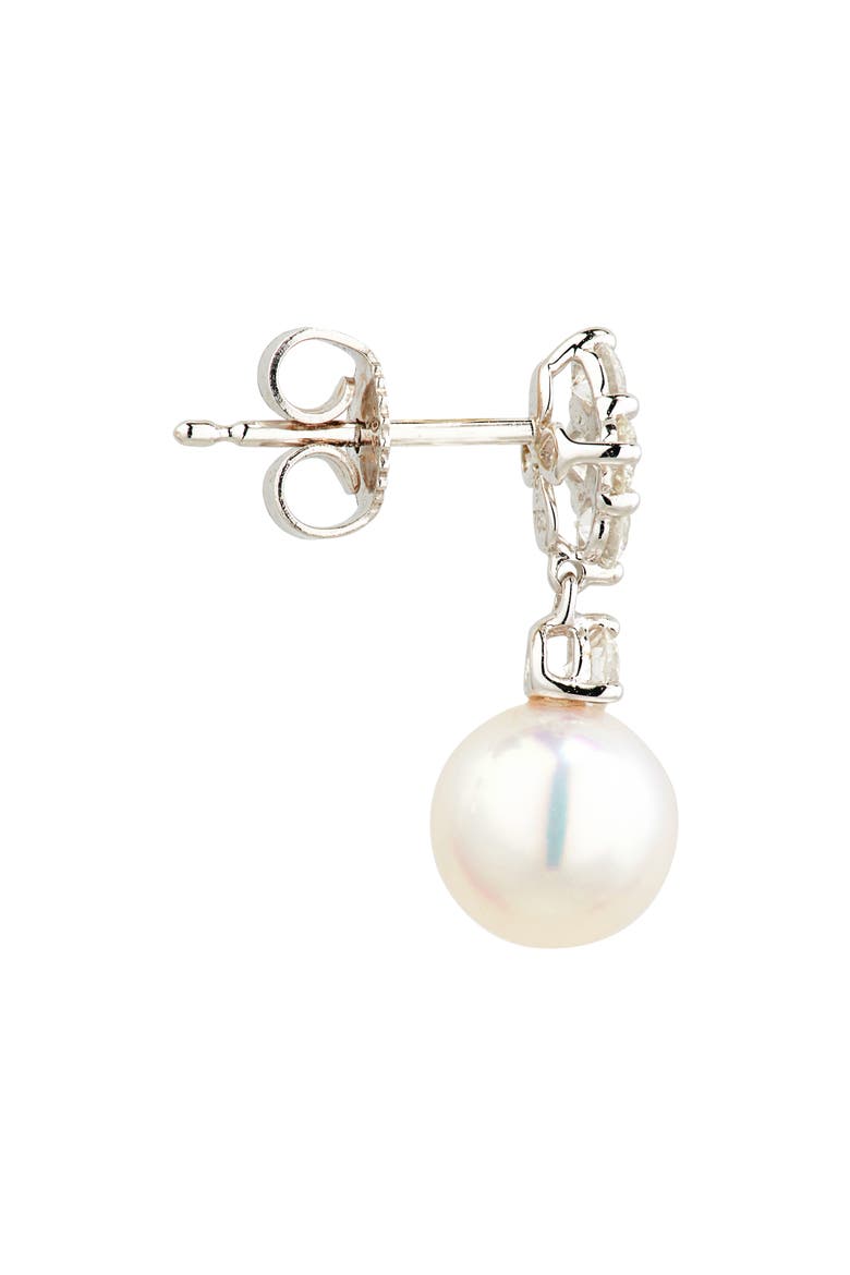 Akoya Pearl & Diamond Earrings, Alternate, color, PEARL/ WHITE GOLD