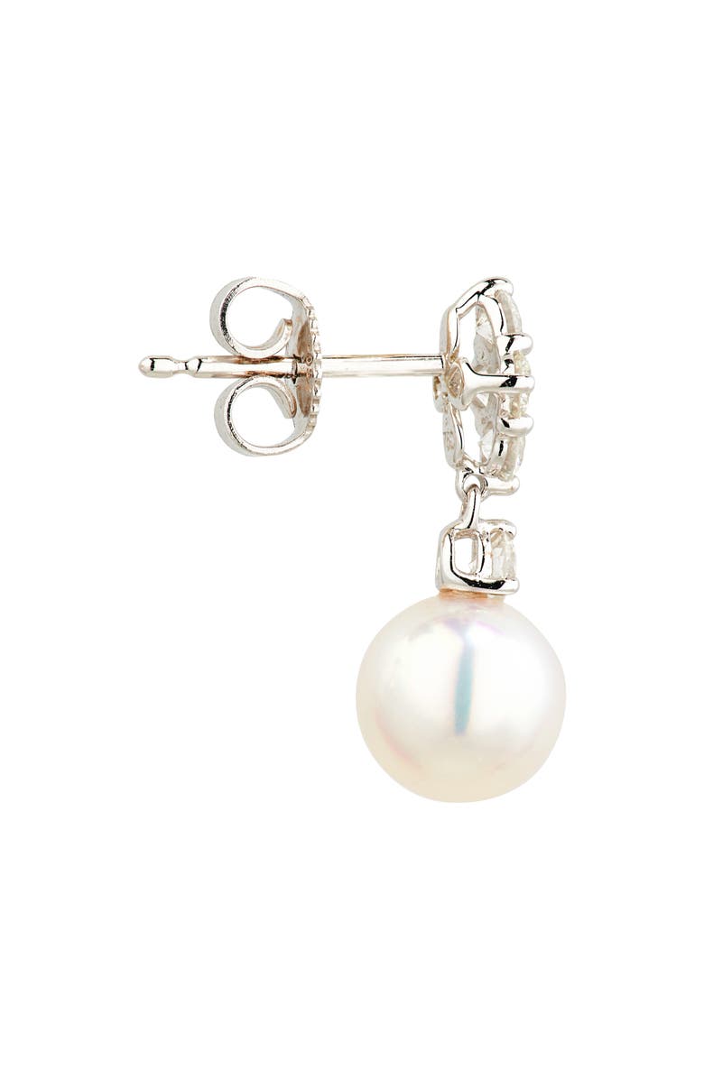 Mikimoto Akoya Pearl & Diamond Earrings, Alternate, color, Pearl/ White Gold