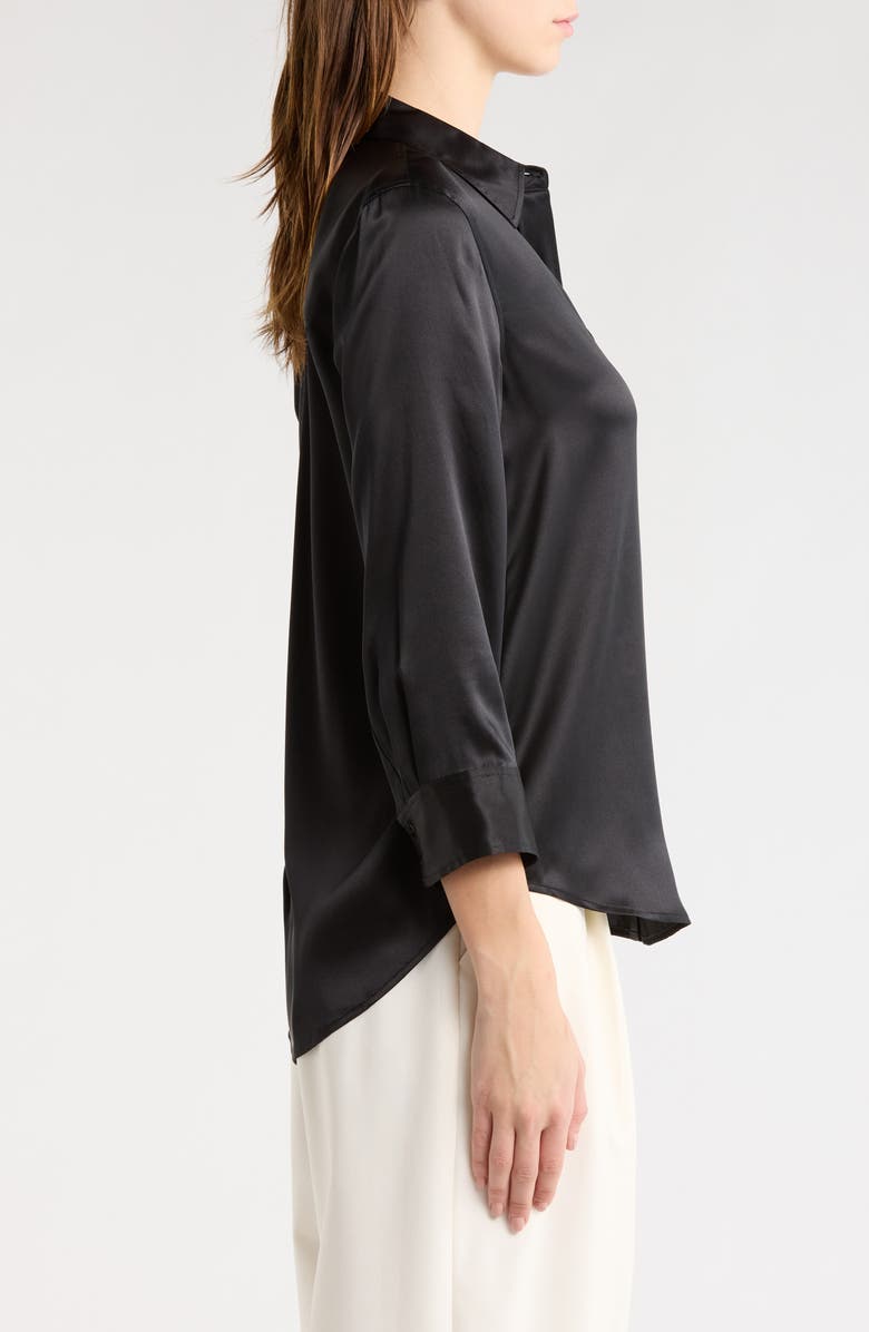 L'AGENCE Dani Silk Charmeuse Blouse, Alternate, color, Black/Black
