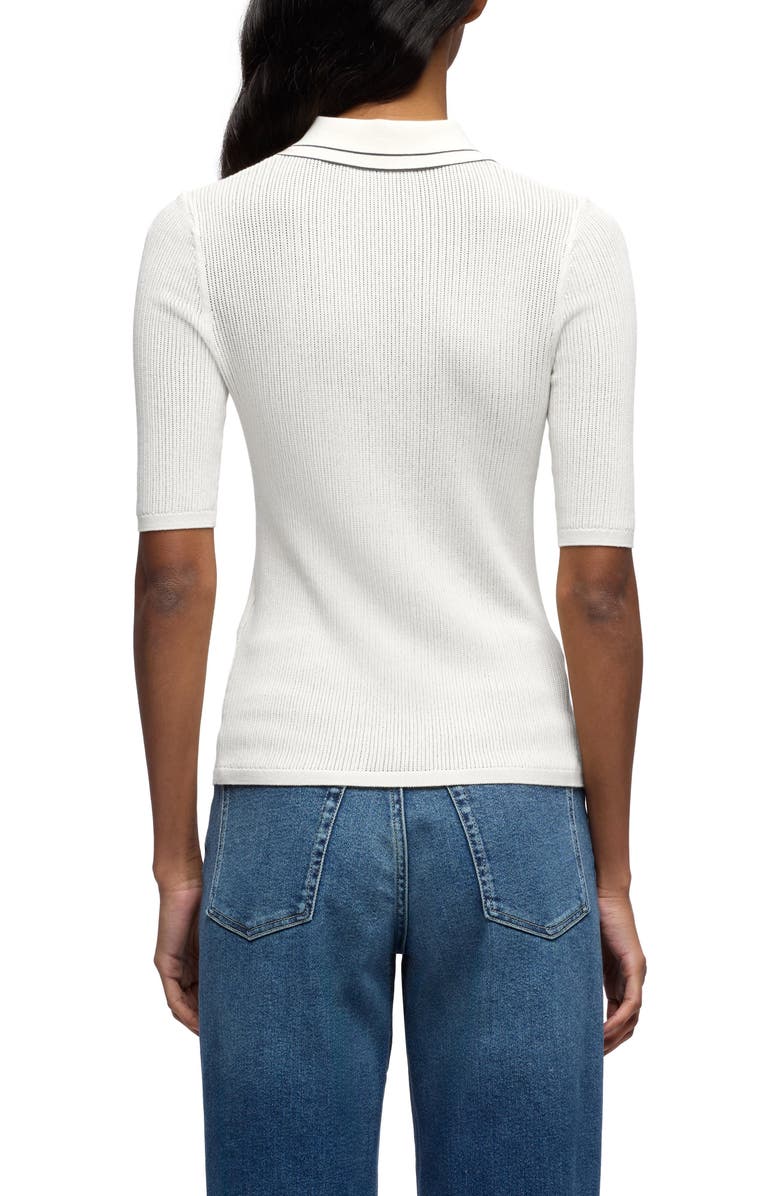 7 For All Mankind Piped Rib Polo Sweater, Alternate, color, White