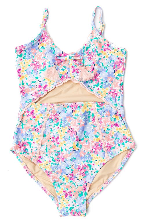 Shade Critters Kids' Spring Bloom Lace Trim Cutout One-piece Swimsuit In Blue