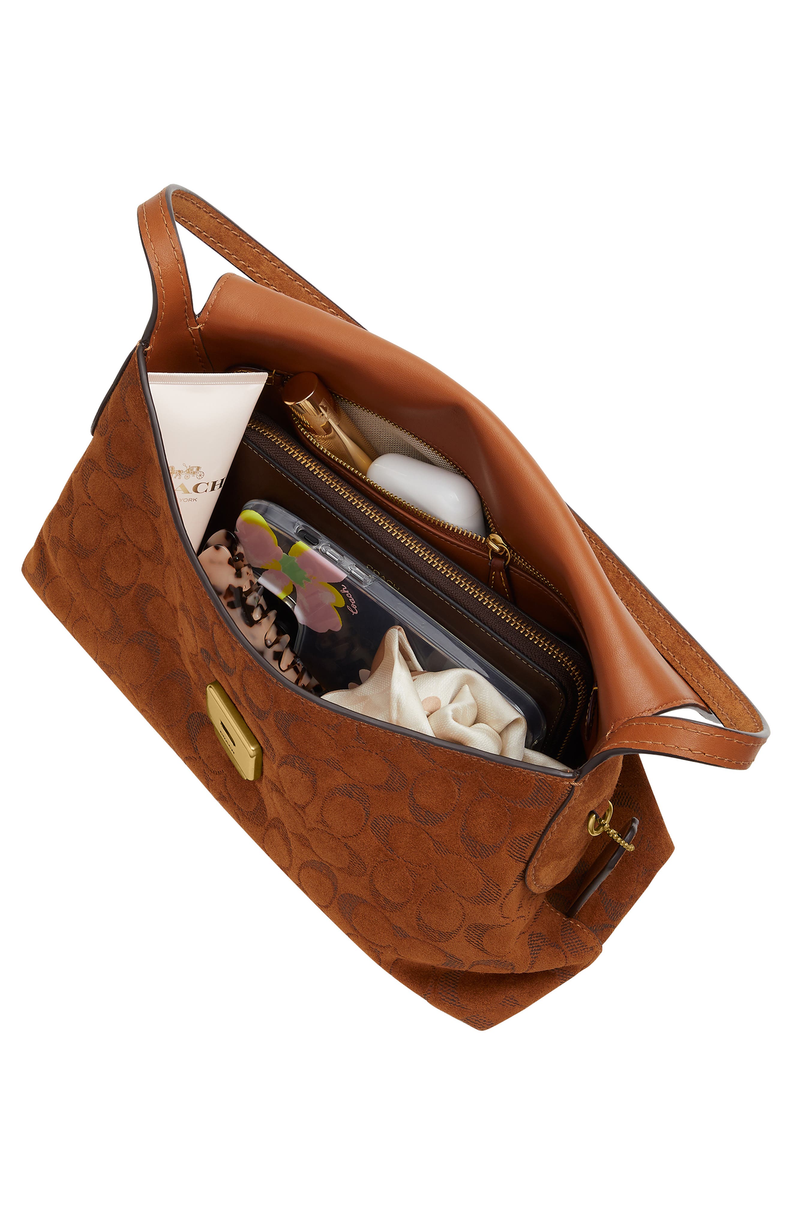 Chelsea 30 Signature Suede Shoulder Bag, Alternate, color, B4/ TOBACCO
