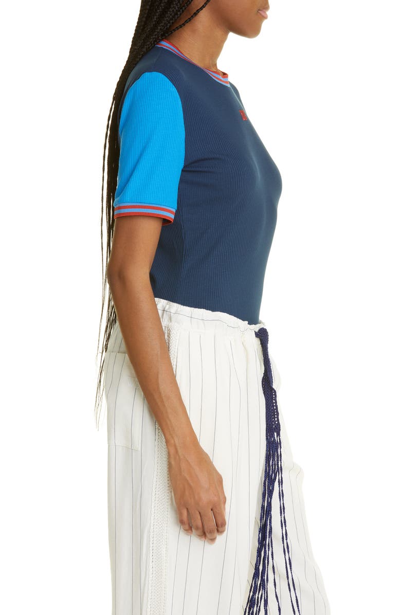 Wales Bonner Shade Colorblock Rib T-Shirt, Alternate, color, 