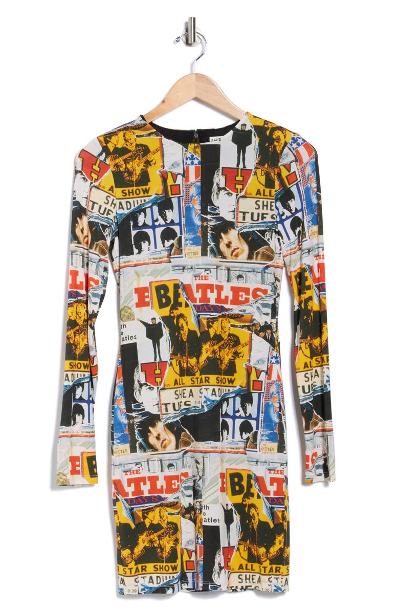 Alice + Olivia x The Beatles Delora Long Sleeve Minidress, Alternate, color, 