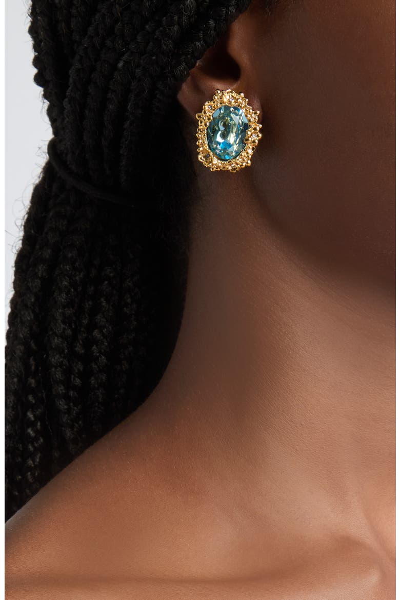 Oval Medallion Stud Earrings, Alternate, color, AQUA